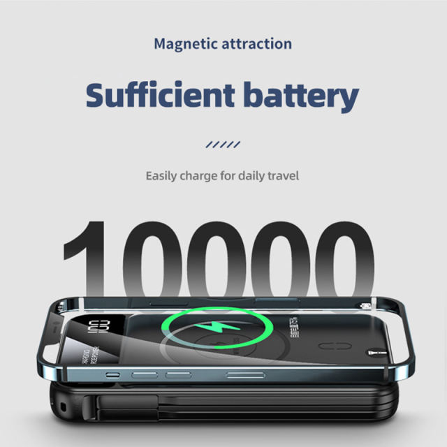 Powerbank Magnetic Hot Selling Products Customize Portable Charger 10000Mah Mini Magnetic Power Bank With Cables