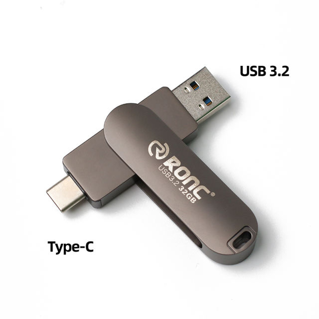 Metal OTG Type-C 2 in 1 OTG USB C 32GB 64GB 128GB 256GB Flash Drive U Disk Customized LOGO Memory Stick
