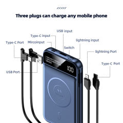 Powerbank Magnetic Hot Selling Products Customize Portable Charger 10000Mah Mini Magnetic Power Bank With Cables