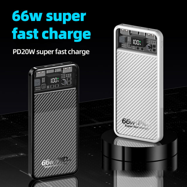 Transparent Desgin Fast Charging Power Bank 10000Mah 20000Mah 22.5W 66W Dual Usb Charge Powerbanks