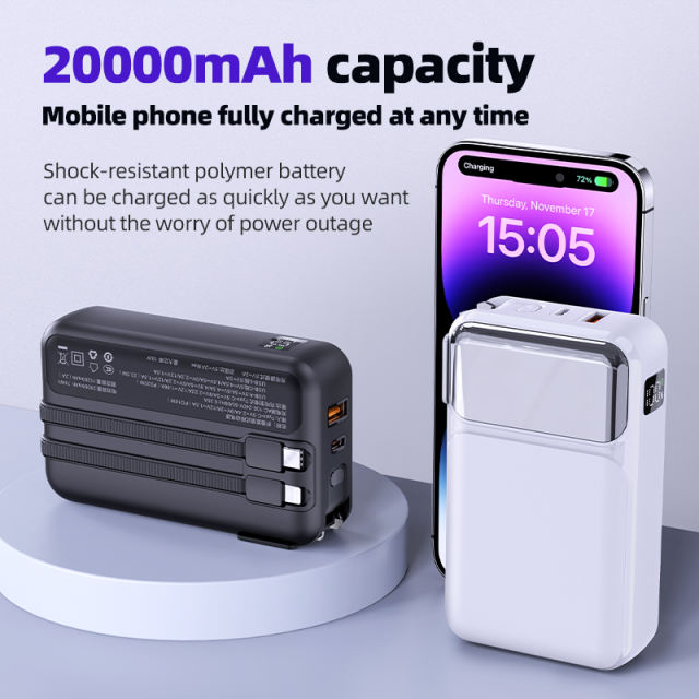 20000mAh Digital Display Comes with Plug Power Bank 22.5W Super Fast Charging Two-way Wall Plug Mobile Power Supply