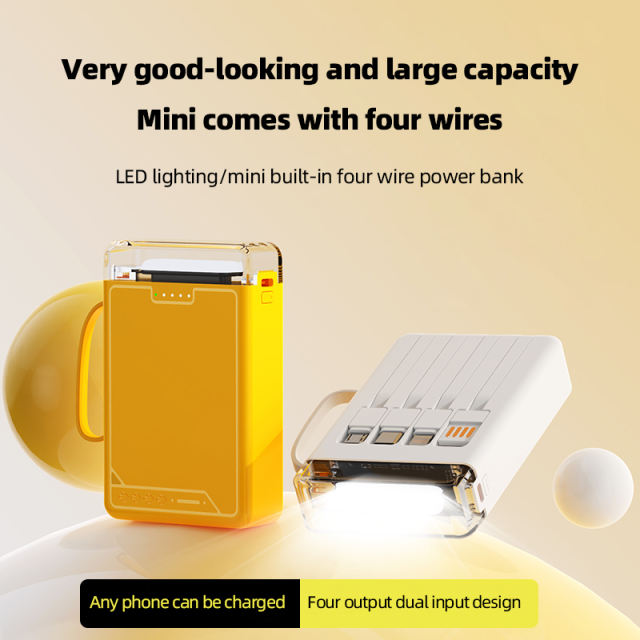 Portable Charger 10000mAh Fast Charging Small Power Bank Transparent External Battery Pack