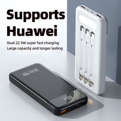 USB C Power Bank Fast Charging PD3.0 PowerBank External Battery Pack with 4 Built-in Cables