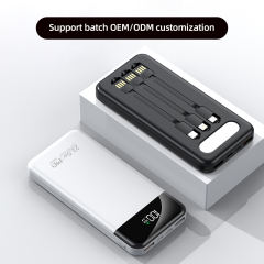 USB C Power Bank Fast Charging PD3.0 PowerBank External Battery Pack with 4 Built-in Cables