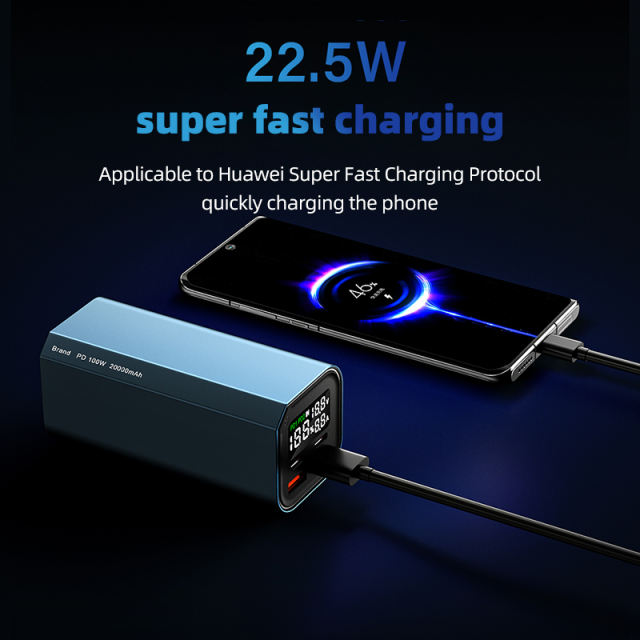 Wholesale PD 100W USB C Power Bank 20000mAh Fast Charging External Battery Pack with Dual USB-C