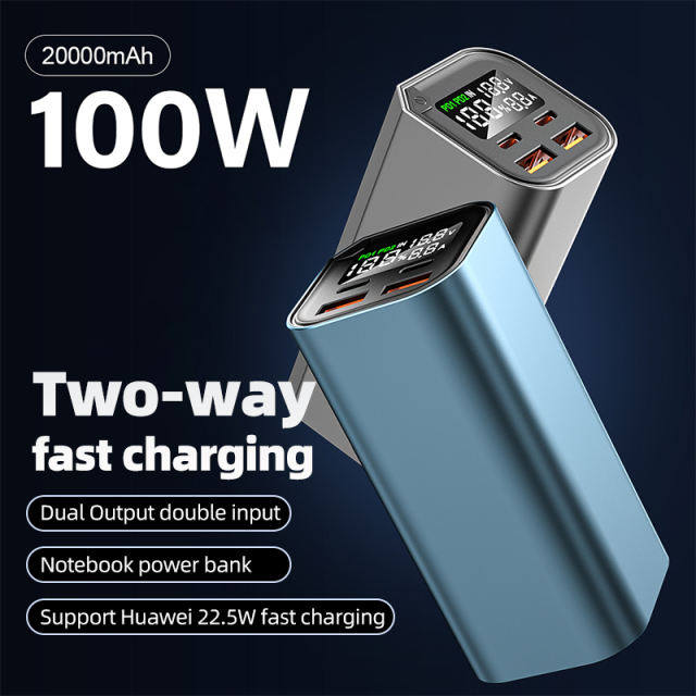 Wholesale PD 100W USB C Power Bank 20000mAh Fast Charging External Battery Pack with Dual USB-C