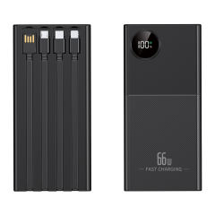 66w super fast charge built in four cables large capacities power bank