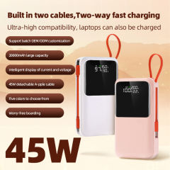 45w super fast charge 20000mAh built in 2 data cables powerbank RC-PD48