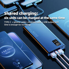 10,000mAh/20,000mAh large capacity,22.5W/66W super fast charge Built in four cables power bank