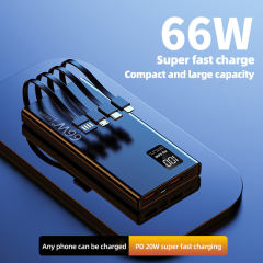 10,000mAh/20,000mAh large capacity,22.5W/66W super fast charge Built in four cables power bank