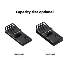 10,000mAh/20,000mAh large capacity,22.5W/66W super fast charge Built in four cables power bank