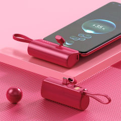 5,000mAh Mini capsule Built-in cable tail plug Power Bank RC-GP55