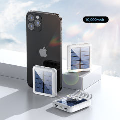 10,000mAh Solar charging Built in 4 cables mini power bank RC-P158