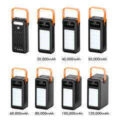 30,000~120,000mAh Large Capacity Built in 4 Cables Power Bank With Camping light RC-P306