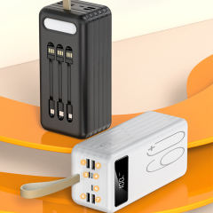 60,000mAh Large Capacity Power Bank Comes with 3 Detachable Data Cables RC-P601