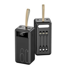 60,000mAh Large Capacity Power Bank Comes with 3 Detachable Data Cables RC-P601