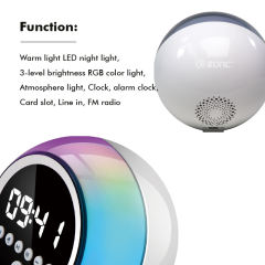 Multifunctional Sphere-Shaped Bluetooth Speaker with LED Light, Alarm Clock, and FM Radio RC-Y70