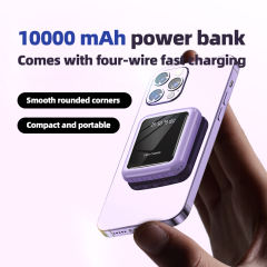 10,000mAh Square Mirror Built in four cables mini fast charging Power bank RC-P141