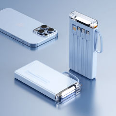 Lighthouse 10,000mAh Power Bank with LED light, Built-in four Cables, and Fast Charging RC-P145