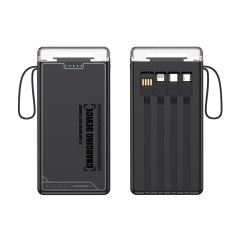 Lighthouse 10,000mAh Power Bank with LED light, Built-in four Cables, and Fast Charging RC-P145