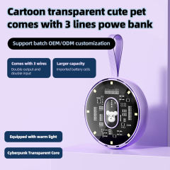 10,000mAh Cartoon Round Power Bank with Built-in 3 Cables RC-P152