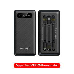 20,000mAh Large Capacity Power Bank with 3 Detachable Data Cables – 2.1A Input & Output RC-P150