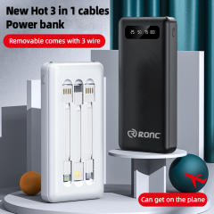 20,000mAh Large Capacity Power Bank with 3 Detachable Data Cables – 2.1A Input & Output RC-P150