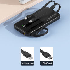 10,000/20,000/30,000mAh Power Bank with 22.5W/PD 20W Super Fast Charging and Built-in Dual Cables RC-PD66