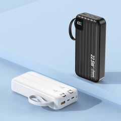 10,000/20,000/30,000mAh Power Bank with 22.5W/PD 20W Super Fast Charging and Built-in Dual Cables RC-PD69