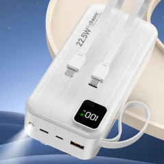 10,000/20,000/30,000mAh Power Bank with 22.5W/PD 20W Super Fast Charging and Built-in Dual Cables RC-PD69