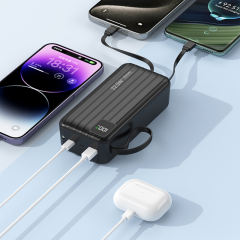 10,000/20,000/30,000mAh Power Bank with 22.5W/PD 20W Super Fast Charging and Built-in Dual Cables RC-PD69