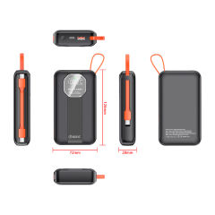 20,000mAh High-Capacity Power Bank with 45W Super Fast Charging, Built-in Two Cables,for Fast Laptop Charging RC-PD77