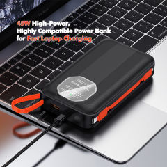 20,000mAh High-Capacity Power Bank with 45W Super Fast Charging, Built-in Two Cables,for Fast Laptop Charging RC-PD77