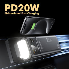 Ultimate 30,000mAh Power Bank with 22.5W Super Fast Charging, Outdoor Camping Lamp & Detachable Data Cables RC-PD71