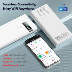10,000mAh 4G LTE Pocket WiFi Power Bank with Built-in Cables, Portable Hotspot, Fast Charging, SIM Slot, Travel Router, OEM/ODM Available RC-MP80