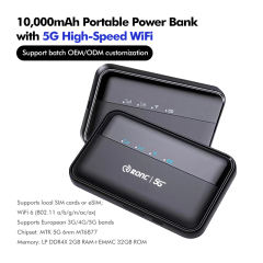 10,000mAh 5G WiFi Power Bank | Ultra-Fast WiFi 6 | eSIM & SIM Support | Fast Charging for iPhone & Android RC-M5P