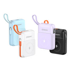 10000mAh Magnetic Wireless Power Bank with 22.5W Super Fast Charging, PD 20W Two-Way Charge, 15W MagSafe Wireless Charger, Built-in Cables & NTC Protection – Portable Charger for iPhone & Android RC-WP036