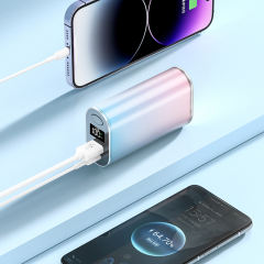 22.5W Super Fast Charging Mini Power Bank 10000mAh – Gradient Blue Pink Portable Charger, Customizable Fast & Standard Charging RC-P160