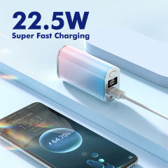 22.5W Super Fast Charging Mini Power Bank 10000mAh – Gradient Blue Pink Portable Charger, Customizable Fast & Standard Charging RC-P160