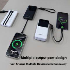 22.5W Super Fast Charging Power Bank with Built-in 3 Cables – Large Capacity 10000/20000/30000mAh, Braided Cable, OEM/ODM Supported RC-PD86