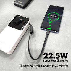 22.5W Super Fast Charging Power Bank with Built-in 3 Cables – Large Capacity 10000/20000/30000mAh, Braided Cable, OEM/ODM Supported RC-PD86