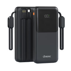 22.5W Super Fast Charging Power Bank with Built-in 3 Cables – Large Capacity 10000/20000/30000mAh, Braided Cable, OEM/ODM Supported RC-PD86