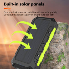 30000mAh Solar Power Bank with Wireless Charging, 3 Built-in Cables, Waterproof Outdoor Portable Charger for Camping, Hiking, Emergency Use,RC-SP011