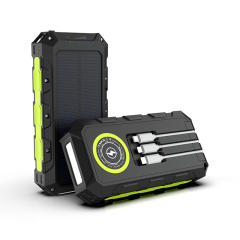 30000mAh Solar Power Bank with Wireless Charging, 3 Built-in Cables, Waterproof Outdoor Portable Charger for Camping, Hiking, Emergency Use,RC-SP011