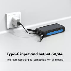 30000mAh Solar Power Bank with Wireless Charging, 3 Built-in Cables, Waterproof Outdoor Portable Charger for Camping, Hiking, Emergency Use,RC-SP011