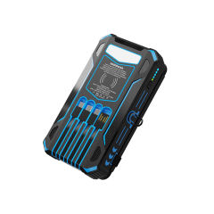 20000mAh Foldable Solar Power Bank with 22.5W PD Fast Charging, Wireless Charging, 4 Built-in Cables, Outdoor Light & Waterproof Design for Camping & Emergency,RC-SP014