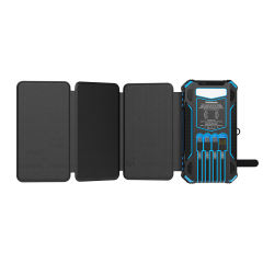 20000mAh Foldable Solar Power Bank with 22.5W PD Fast Charging, Wireless Charging, 4 Built-in Cables, Outdoor Light & Waterproof Design for Camping & Emergency,RC-SP014