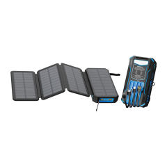 20000mAh Foldable Solar Power Bank with 22.5W PD Fast Charging, Wireless Charging, 4 Built-in Cables, Outdoor Light & Waterproof Design for Camping & Emergency,RC-SP014