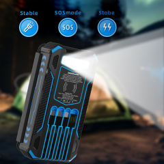 20000mAh Foldable Solar Power Bank with 22.5W PD Fast Charging, Wireless Charging, 4 Built-in Cables, Outdoor Light & Waterproof Design for Camping & Emergency,RC-SP014