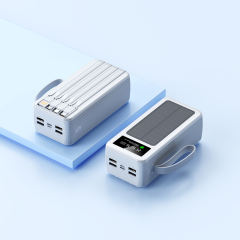 60000mAh Solar Power Bank with Built-in 4 Cables, 7 Outputs & 3 Inputs | Fast Charging Portable Charger for Phones & Tablets RC-SP016
